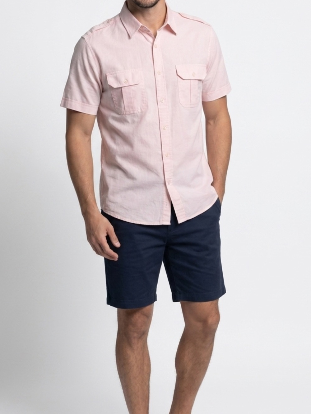 Oakton Pink Casual Button Down Shirt with Textured Fabric